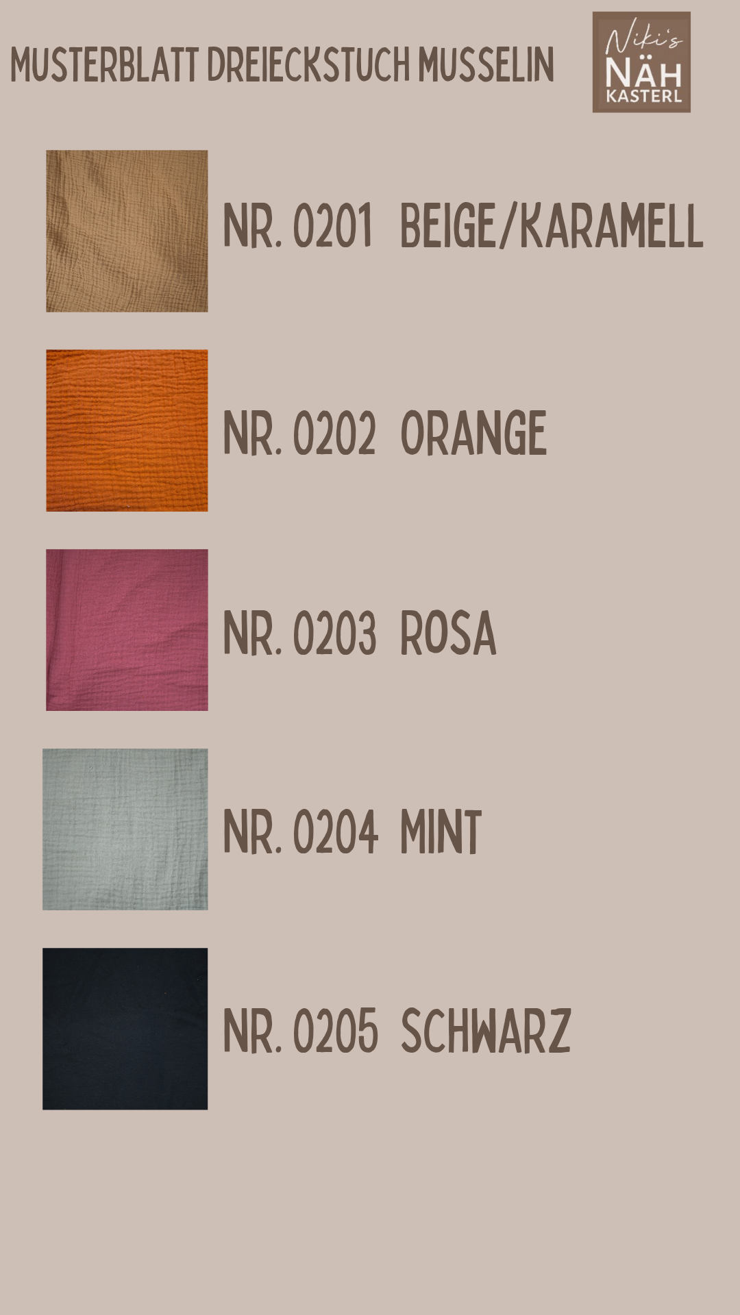 Niki's Nähkasterl Dreieckstuch Musselin XXL für Erwachsene