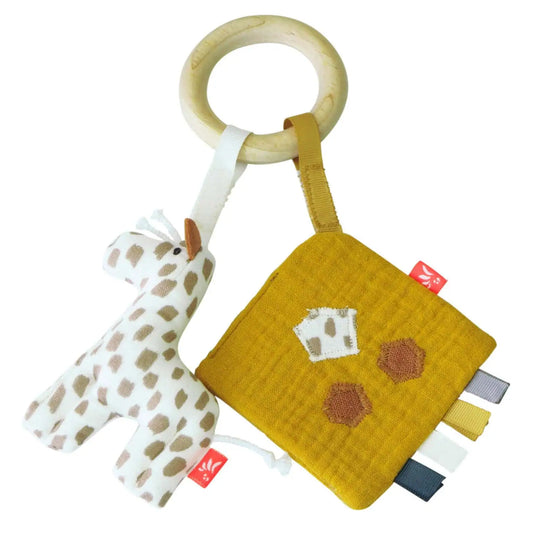 Kikadu Beißring mit Giraffe und Knistertuch