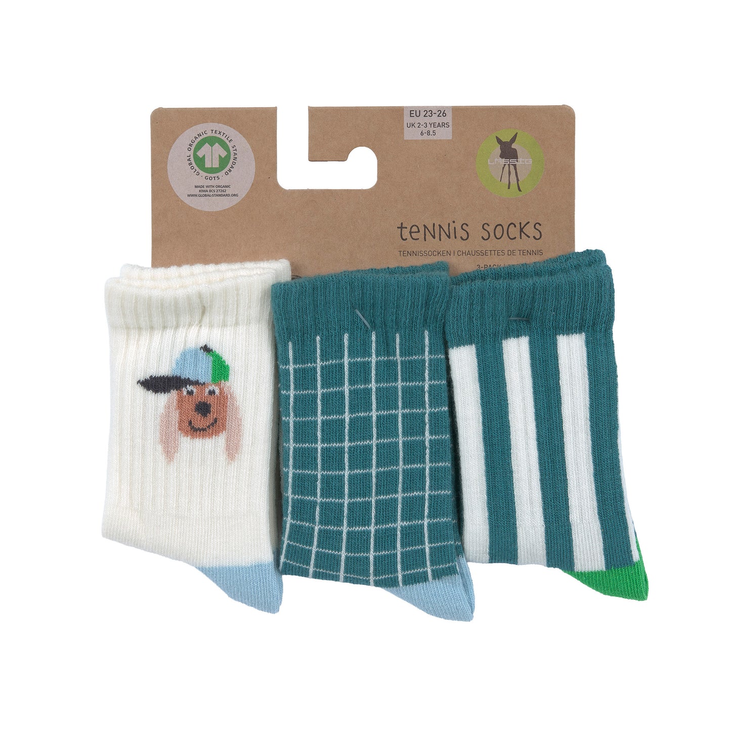 Lässig Tennissocken Kinder 3er Set - Hund