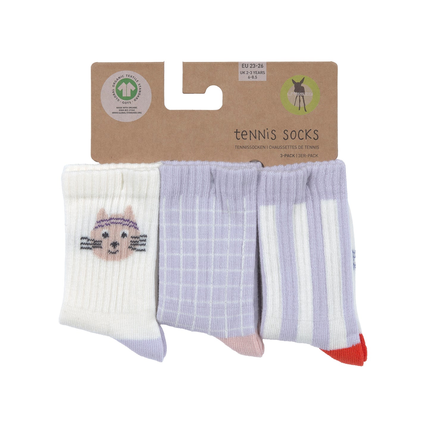 Lässig Tennissocken Kinder 3er Set - Katze
