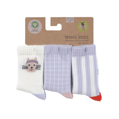 Lässig Tennissocken Kinder 3er Set - Katze