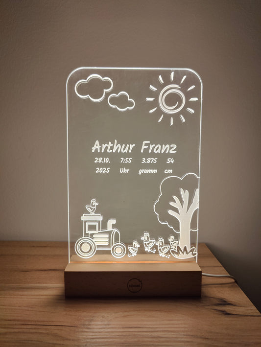 Nachtlicht personalisiert "Bauernhof mit Hühner"