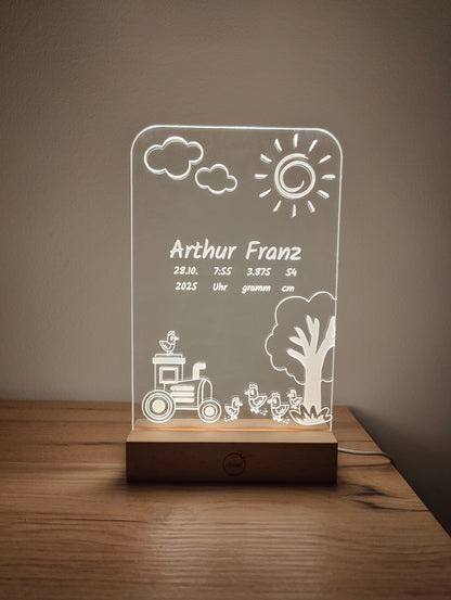 Nachtlicht personalisiert "Bauernhof mit Hühner"