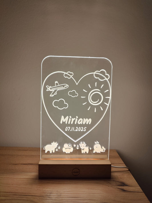 Nachtlicht personalisiert "Herz & Sonne"