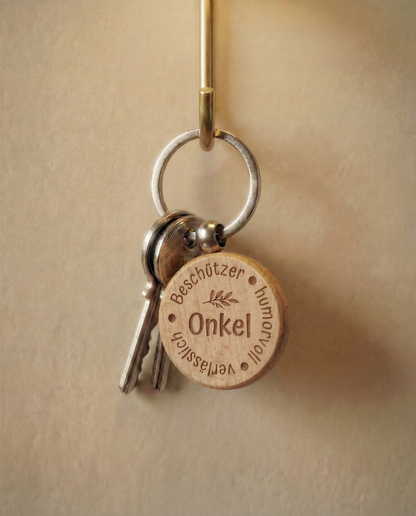 Holz-Schlüsselanhänger rund personalisiert