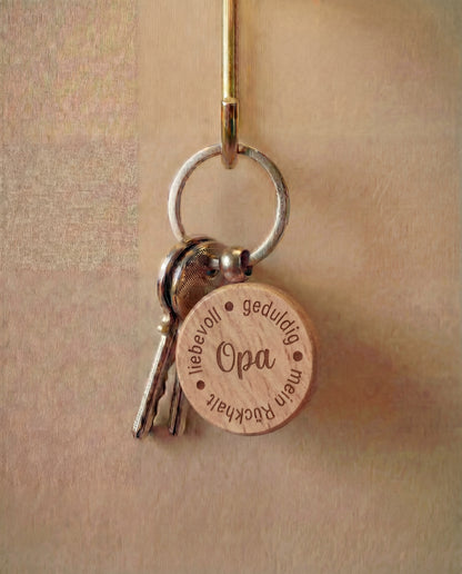 Holz-Schlüsselanhänger rund personalisiert