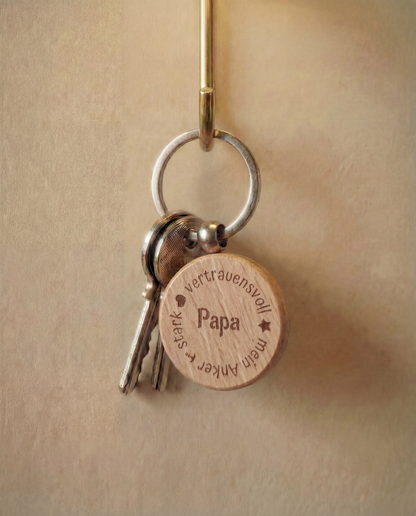 Holz-Schlüsselanhänger rund personalisiert