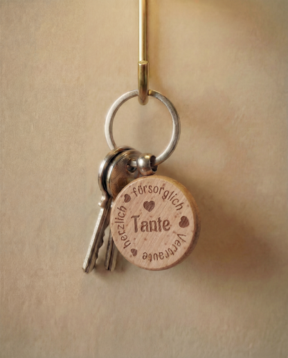 Holz-Schlüsselanhänger rund personalisiert