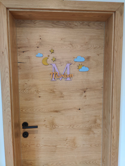 Türschild Kinderzimmer "Sonne, Mond & Sterne"