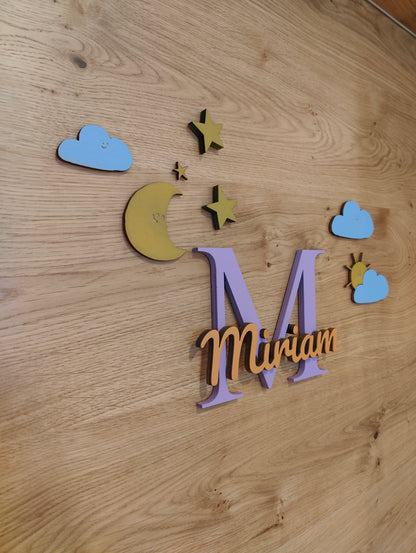 Türschild Kinderzimmer "Sonne, Mond & Sterne"