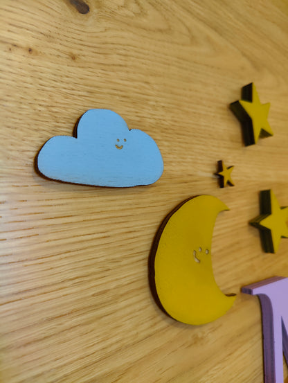 Türschild Kinderzimmer "Sonne, Mond & Sterne"