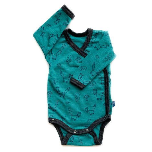 Glückskind Wickelbody "Fuchs" smaradgrün