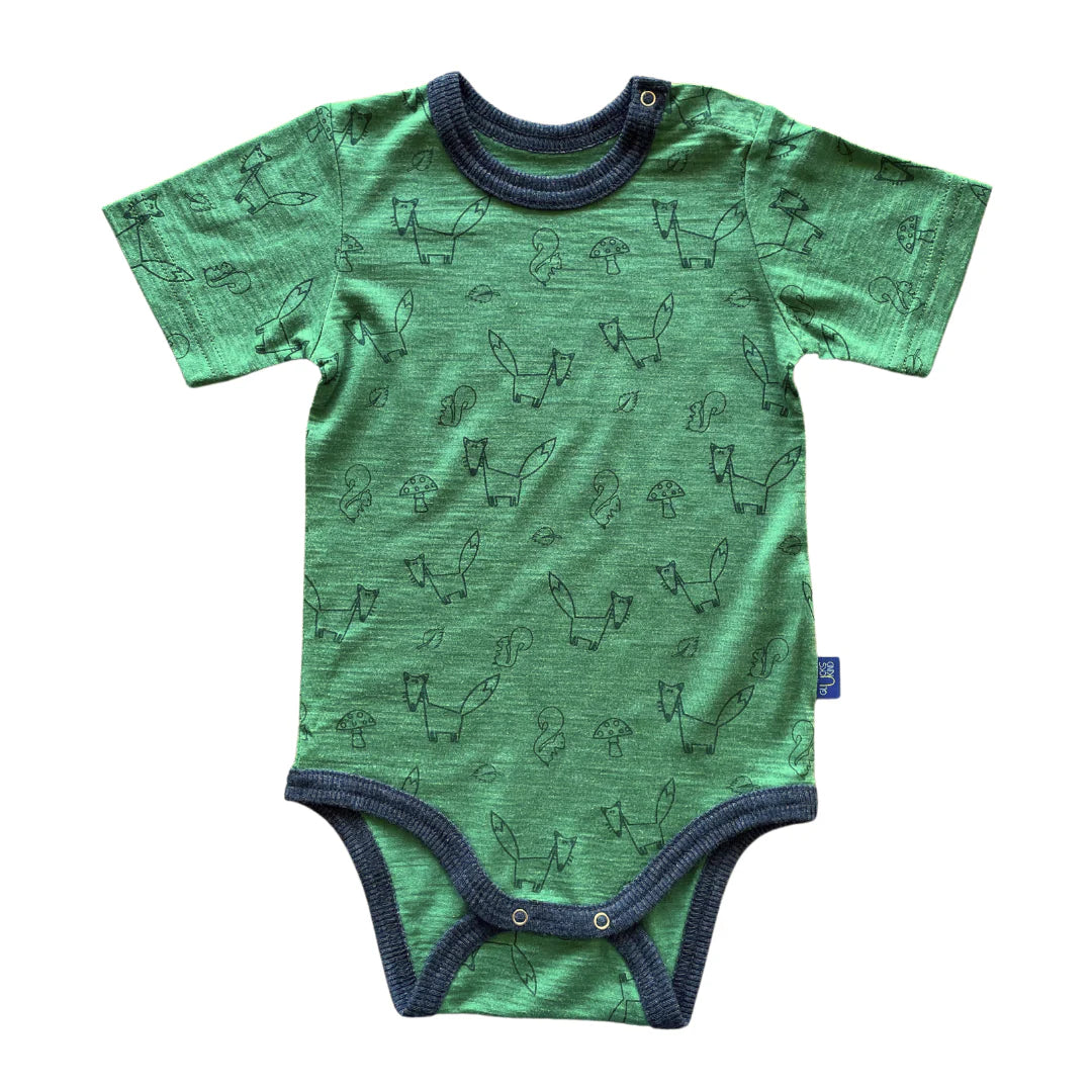 Glückskind Body "Fuchs" waldgrün kurzarm