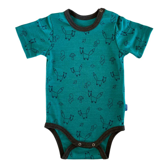 Glückskind Body "Fuchs" smaradgrün kurzarm