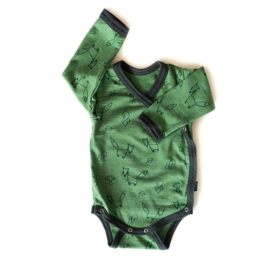 Glückskind Wickelbody "Fuchs" waldgrün