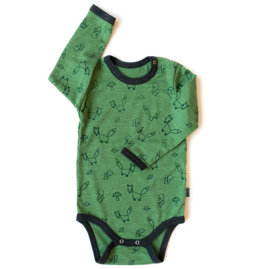 Glückskind Body "Fuchs" waldgrün langarm